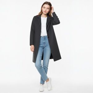 Zara Women's Charcoal Gray Open-Front Lapel Midi Length Trench Coat Size M